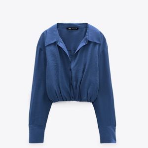 Zara Flowy Cropped Shirt, Size Small